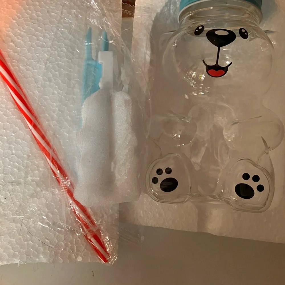 Clear Bear-Shaped Drinking Cup with Blue Lid - Picture 5 of 5